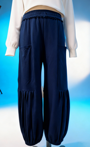 Pantalones Joggers Holgados de Punto Suave y Elástico para Mujer, Pantalones Deportivos con Cintura con Volantes y Pliegues, Estilo <span class=keywords><strong>Cargo</strong></span> - Product Image 2