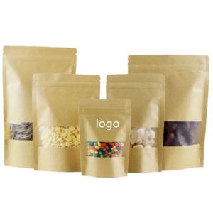 Sacs en papier kraft imprimés avec fermeture éclair, personnalisables avec votre logo, pour fenêtre givrée, avec votre propre pack promotionnel - Product Image 1