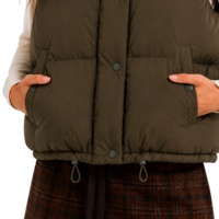 Gilet matelassé en peau de mouton pour femme, certifié BSCI, avec col en similicuir, logo personnalisé, vente en gros – Fabrication depuis 17 ans