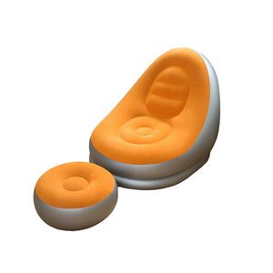 Fauteuil gonflable <span class=keywords><strong>orange</strong></span> floqué à bas prix avec repose-pieds, canapé gonflable individuel pour adultes - Product Image 1