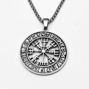 Collier boussole viking en acier inoxydable pour homme, collier vintage étoile du nord, bijoux de pirate ronds - Product Image 5