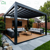 Pergola bioclimatique motorisée en aluminium pour extérieur, imperméable, avec toit réglable, auvent de jardin, patio, auvent, LED nature