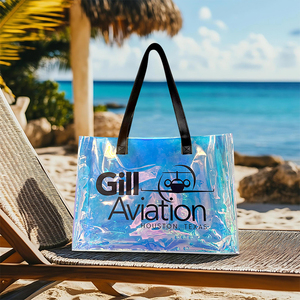 Bolsa de mano de PVC con logotipo personalizado holográfico impermeable láser bolsas de compras de plástico con logotipo diseño de bolso de mano para mujer - Product Image 4