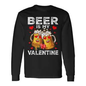 Camiseta de manga larga Beer Is My Valentine Feliz Día de San Valentín - Product Image 1
