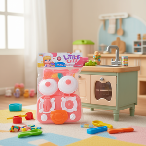 Ensemble de vaisselle de cuisine en plastique pour enfants avec des jouets et des accessoires pour les enfants de 2 à 4 ans, emballé en BOPP - Product Image 2