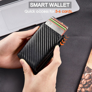 Carbon Fiber Leather <b>Card</b> Holder Magnetic Buckle Men's <b>Wallet</b> Black 6 Inch Money Clip - Product Image 4