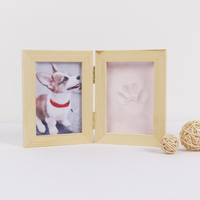 Kit personnalisé d'empreintes de pattes de chien/chat avec cadre photo en bois et logo sur mesure pour souvenir de bébé - Marque Aizhiyin OEM/ODM