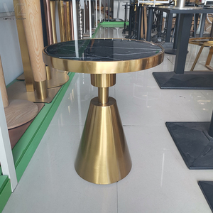 Tavolino da Caffè Moderno in Acciaio Inox Dorato con Piano in Marmo <span class=keywords><strong>Nero</strong></span> Rotondo per Soggiorno, Arredamento Moderno - Product Image 5