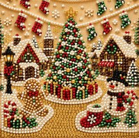 Kit de Peinture Diamant Perle Formée Spéciale Noël, Mosaïque de Strass à Percer Partiellement, Bricolage Artisanat Décoration Murale Maison, Cadeau de Noël
