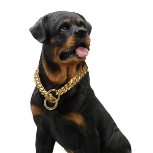 Collar de cadena de oro para perro, hardware de acero inoxidable resistente para mascotas, cadena cubana para perro pitbull