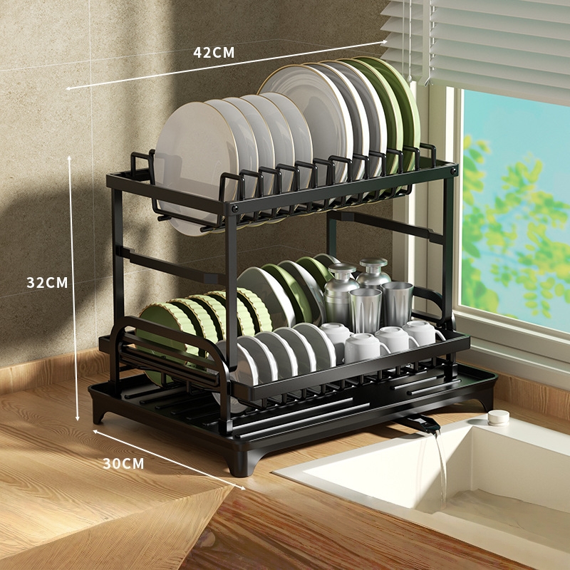 Escurridor de platos autodrenante - Modelo estándar negro