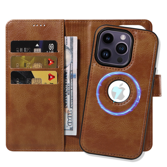 Luxury Magnetic Detachable Folio TPU Phone Wallet Case for iPhone 1 Pro Max 15 14 13 1 5 Plus Card Holders and Protection Cover
