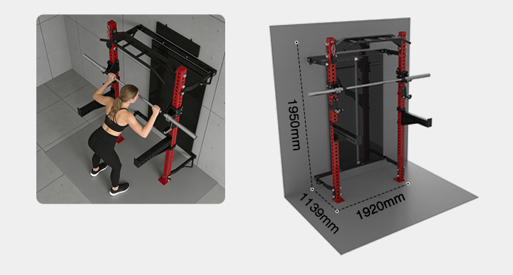 Home Gym Equipment Smith Barbell Hanger Full Rubber Weight Wall Mounted Flat Dumbbell Wall Mounted Folding Squat Rack