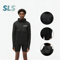 Coupe-vent de sport unisexe en nylon pour l'hiver, avec logo personnalisé, col zippé 1/4, capuche, poches surdimensionnées, pull-over écologique pour le football