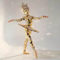 Nouvel ensemble de costume de ballet pour fille avec bandeau et jupe colorée, tenue de scène de danse mécanique de luxe en acrylique laser