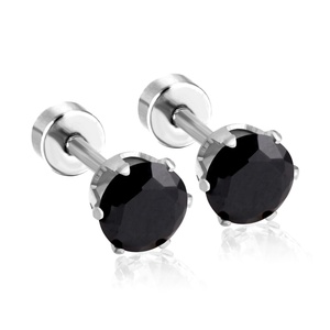 <b>Cheap</b> Old Fashion Model Stainless Steel Screw Plug Stud Earrings Triangle <b>Crystal</b> Obsidian Fashion Earring Wholesale - Product Image 2