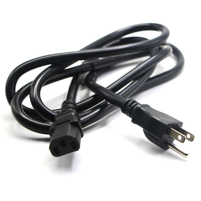 Heavy Duty NEMA 5-15P to IEC C13 Power Cord 10A 125V 18AWG 3 Pin US Plug Computer Cable
