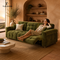 Grünes Stoffsofa Modernes Dreisitzer Elektrisches Gleit-Relaxsofa Ausziehbar Metallische Fernbedienung OEM Anpassbar Wohnzimmer
