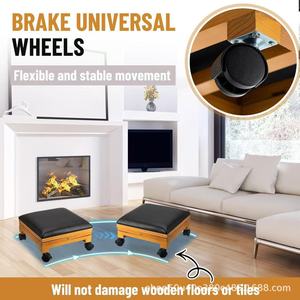 Diligent Tree Folding Footstool Wooden Height Adjustable With Casters For Office <b>Desk</b> Use - Product Image 2