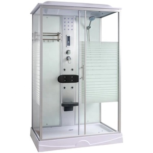 Cabine de douche de luxe avec fonction spa, hydromassage, vapeur, éclairage de fond et cadre carré brossé - Product Image 2