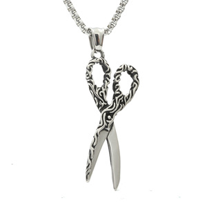 yunnique Scissors Pendant Necklace Stainless Steel Fashionable Silver White Unisex Gift Jewelry - Product Image 1