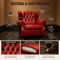 Sillón Cigar de Estilo Chino Americano, Sillón Tigre, Sofá de Diseño Moderno, Cuero Genuino Hecho a Mano, Ergonómico y Duradero 1919