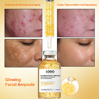 Ampoule Essentielle Visage au Curcuma et à l'Acide Kojique ODM : Raffermit la Peau, Réduit la Pigmentation, Hydrate, Apaise l'Inflammation, Améliore l'Éclat