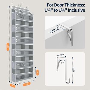 ที่เก็บของแขวนประตู 12 ช่อง ผ้าสีเทา สำหรับเก็บของใช้จำเป็นสำหรับเด็ก - Product Image 6