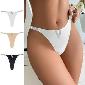 Liền mạch nóng sáng Bóng Kim cương g chuỗi thong g chuỗi sexy Les Đồ Lót Phụ Nữ G-string Femme quần lót đồ lót với Rhinestone