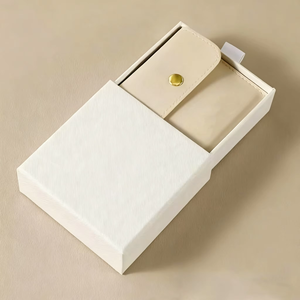 Leather Jewelry <b>Box</b> Set With Snap Button Closure Rectangle Shape <b>Plain</b> Design For Jewellery Storage - Product Image 4