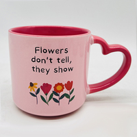 Promotion : Ensemble de tasses en porcelaine fine avec glaçure rose en forme de cœur, cadeau contemporain, avec impression de logo personnalisé en gros sur tasses en céramique