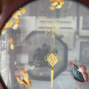 Suzhou Embroidery Double Sided <b>Screen</b> Butterfly Flower Design Ruyi Stand Chinese Style <b>Decorative</b> Table Ornament Handcrafted - Product Image 3