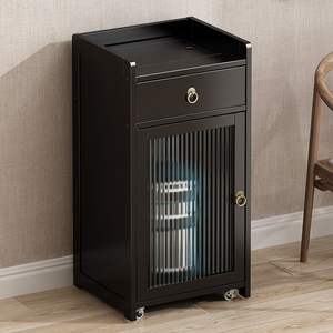 Soporte portátil para té con tetera y gabinete para uso en la sala de estar del hogar, material de bambú con tapa y acabado de pintura horneada. - Product Image 2