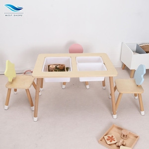 <span class=keywords><strong>Bureau</strong></span> d'étude Montessori en bois massif pour enfants avec boîte <span class=keywords><strong>de</strong></span> rangement et étagère, style moderne, tables d'apprentissage pour la maternelle et la chambre - Product Image 1
