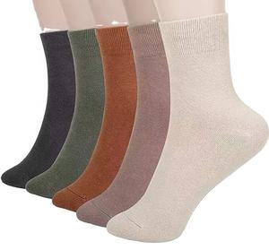 Calcetines finos de algodón para mujer, calcetines suaves de algodón para mujer, calcetines por encima del tobillo, 5 pares - Product Image 1