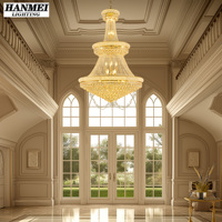 Lustre en métal et cristal pour villa, décoration rétro, restaurant, luminaire suspendu long pour escalier, plafond haut, salon
