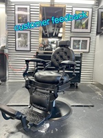 Fauteuil de Barbier Rétro en Métal, Inclinable, Robuste avec Pompe Hydraulique, Vintage pour Homme, SILLÓN DE BARBERÍA