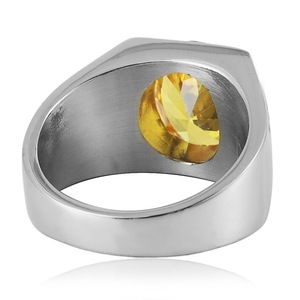 yunnique Men's <b>Titanium</b> Steel <b>Ring</b> Prong Setting Clear Gemstone Wedding Band Gift Jewelry - Product Image 2