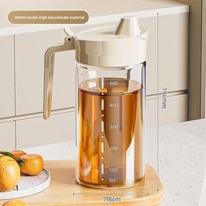 Japanese Style Glass Oil Bottle Automatic Opening Closing Leak-proof Condiment Bottle <b>Large</b> Capacity Seasoning Bottle - Product Image 2