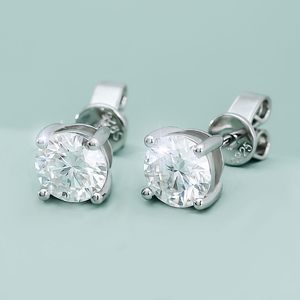 1ct मोइससानाइट बालियां 925 स्टर्लिंग सिल्वर18के सफेद सोने की 6.5 मिमी डी वी बनाम मोइससानाइट स्टड महिला शादी पार्टी के लिए - Product Image 2