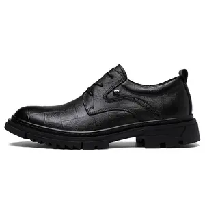 Baik Kualitas Sepatu untuk Pria dan Kantor Kulit Sepatu Pria Platform Sneakers Renda Tebal Bawah Sepatu