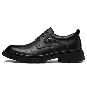 Goede Kwaliteit Schoen Voor Mannen Casual En Kantoor Lederen Jurk Schoenen Mannen Platform Sneakers Lace Up Dikke Bodem Schoenen