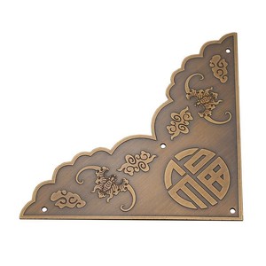 Adornos de esquina de latón de estilo chino antiguo para protección de bordes de puertas de madera maciza, piezas triangulares de cobre - Product Image 5