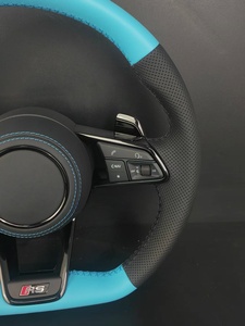 Volant personnalisé bleu et noir en cuir et fibre de <span class=keywords><strong>carbone</strong></span> pour Volkswagen Golf GTI R Line - Amélioration sportive - Product Image 6