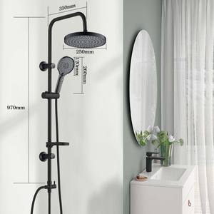 Ningbo système de douche de pluie mural moderne grande tête Durable en acier inoxydable salle de bain noir mat douche colonne de douche Kit - Product Image 4