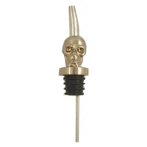 Unique Halloween Souvenirs Gifts Reusable Stainless Steel Bottle Stopper Gold Skull Wine Beverage Bottle Stoppers