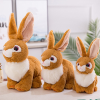Peluche Lapin Mignon avec Grandes Oreilles, Poitrine Blanche, Jouet Lapin Assis pour Chambre d'Enfant, Décoration Maison, Collection Vente au Détail