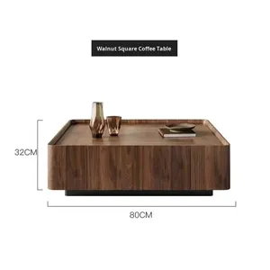 Stile della metà del secolo semplice di lusso in <span class=keywords><strong>legno</strong></span> massello <span class=keywords><strong>tavolo</strong></span> da caffè <span class=keywords><strong>quadrato</strong></span> Set da tè per la casa soggiorno moderno noce Design per i piccoli - Product Image 5