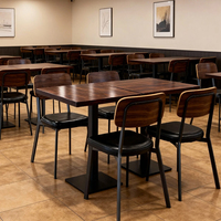 Ensemble de tables de salle à manger industrielles style café antique, personnalisable, vente en gros, pour extérieur, maison, bar, restaurant, école, salle de sport, hôtel, centre commercial, en cuir PU, empilable