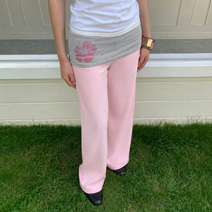 Pantalon droit décontracté anti-statique à sequins pour femme, taille élastique, motif floral contrastant en strass, taille basse, idéal pour l'été - Product Image 5